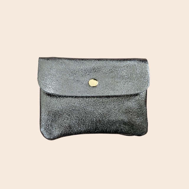 Anthracite Metallic Leather Purse