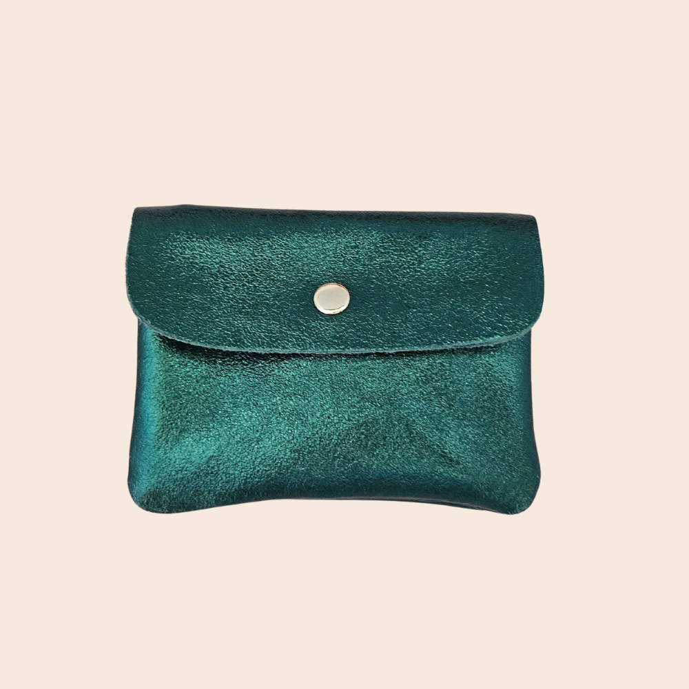 Fir Green Metallic Leather Purse