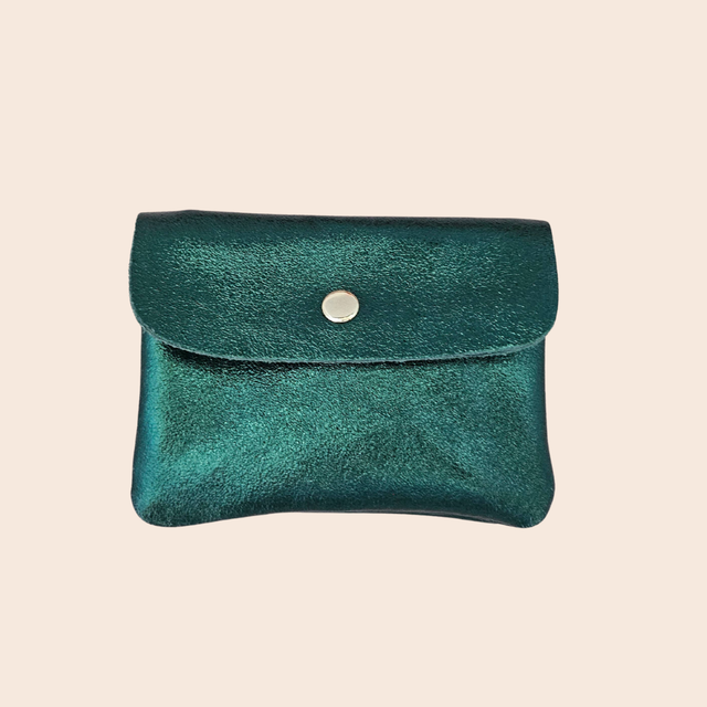 Fir Green Metallic Leather Purse