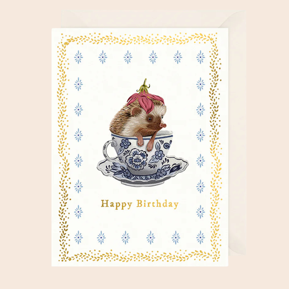 Hedgehog Tea Party Birthday Card