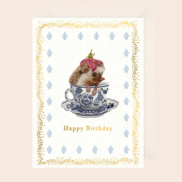 Hedgehog Tea Party Birthday Card