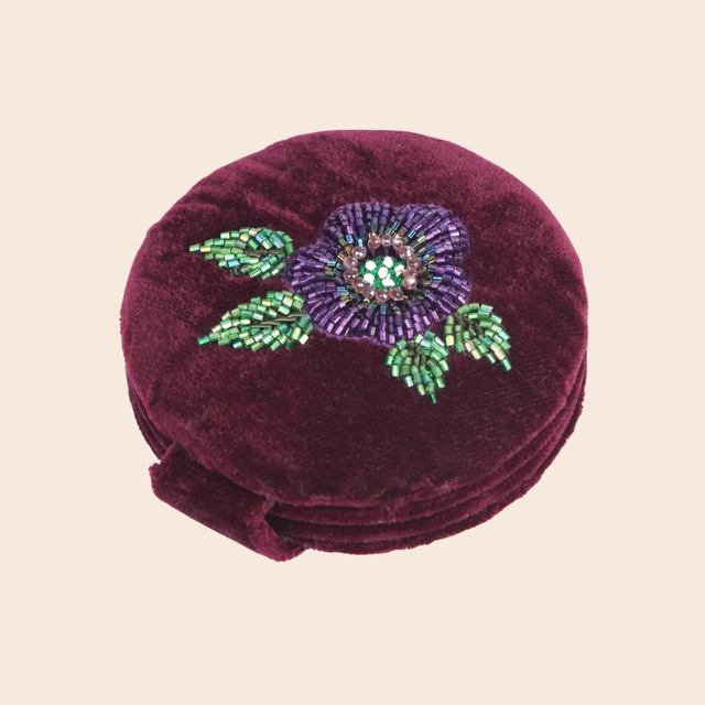 Purple Flower Compact Mirror
