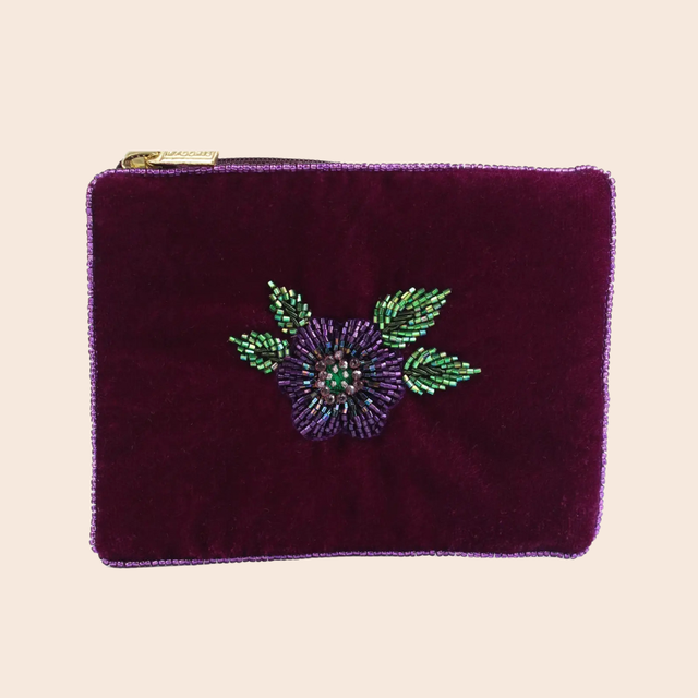 Purple Flower Small Pouch