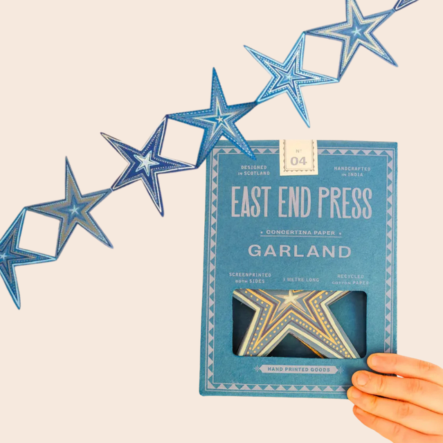 Blue Stars Concertina Garland