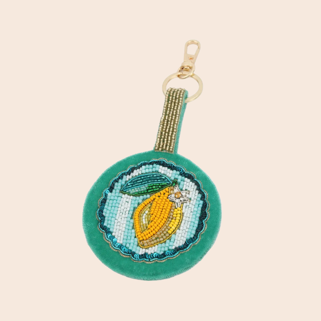 Beaded Round Lemon Bag Charm