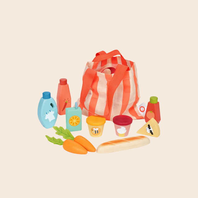 Wooden Bargain Grocery Bag Set