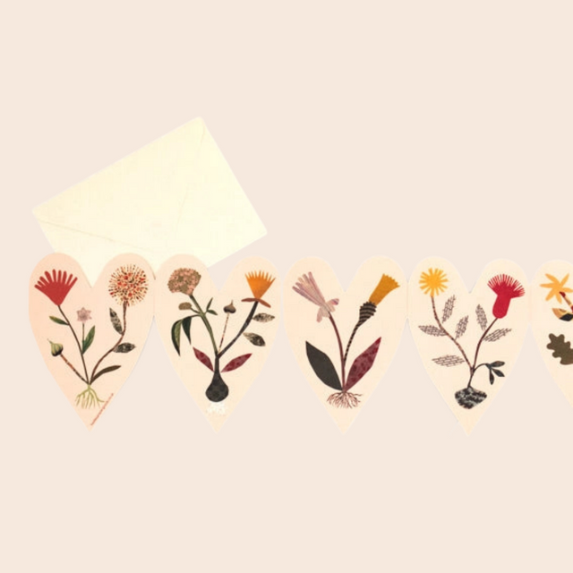 Floral Hearts Concertina Card