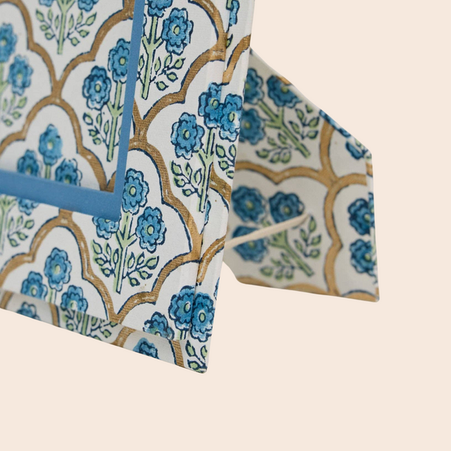 Trellis Indigo Block Printed Picture Frame (
