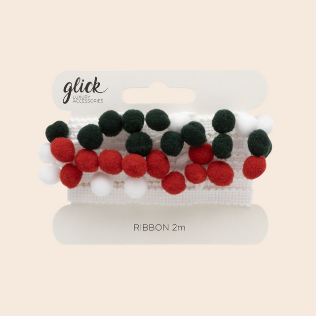 Festive Pom Pom Present Ribbon