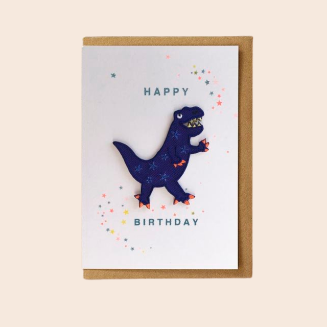 Iron on Blue Dinosaur Card