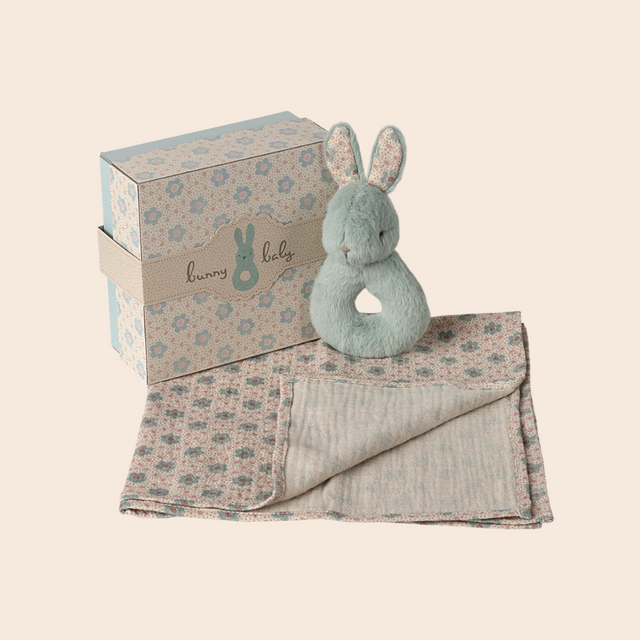 Mint Rabbit Rattle Set