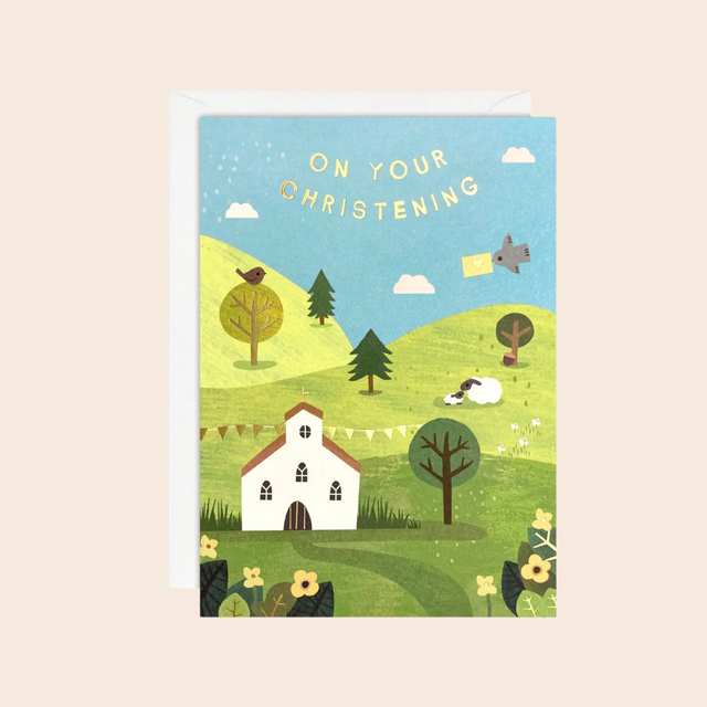 Christening Church Acorns Card