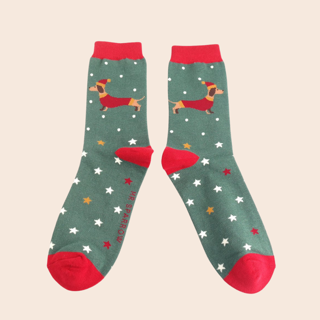 Festive Dogs Dark Green Men’s Socks