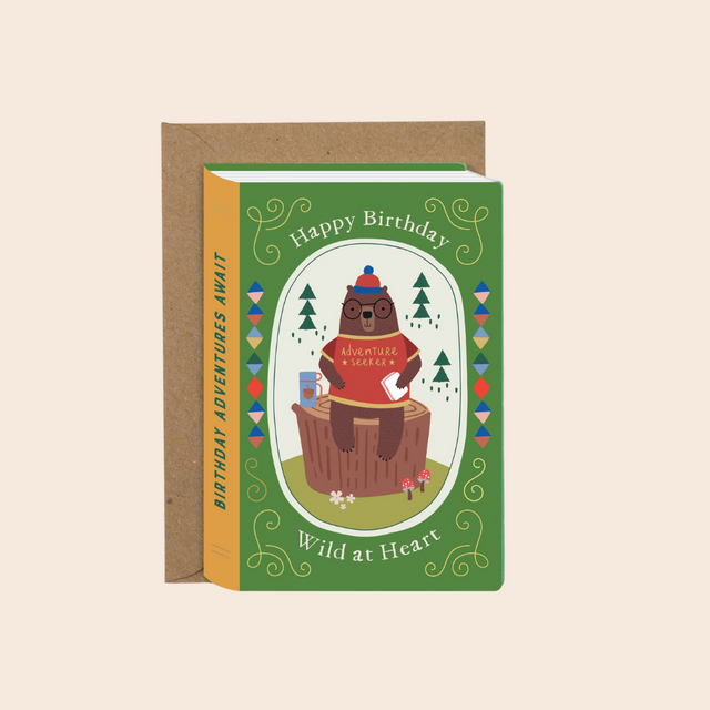 Brown Bear Adventurer Birthday Card