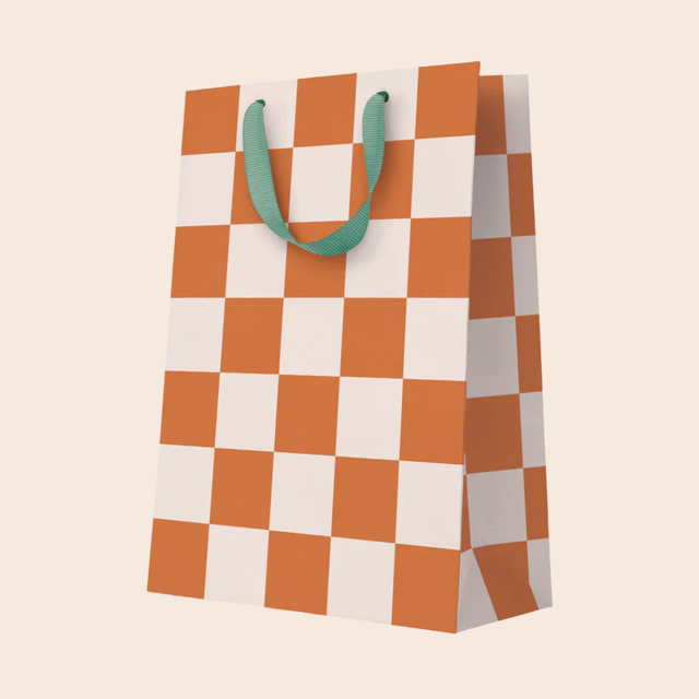 Large Orange Checkerboard Gift Bag