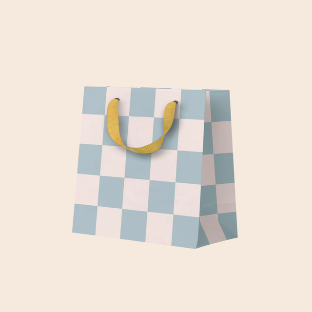 Small Blue Checkerboard Gift Bag