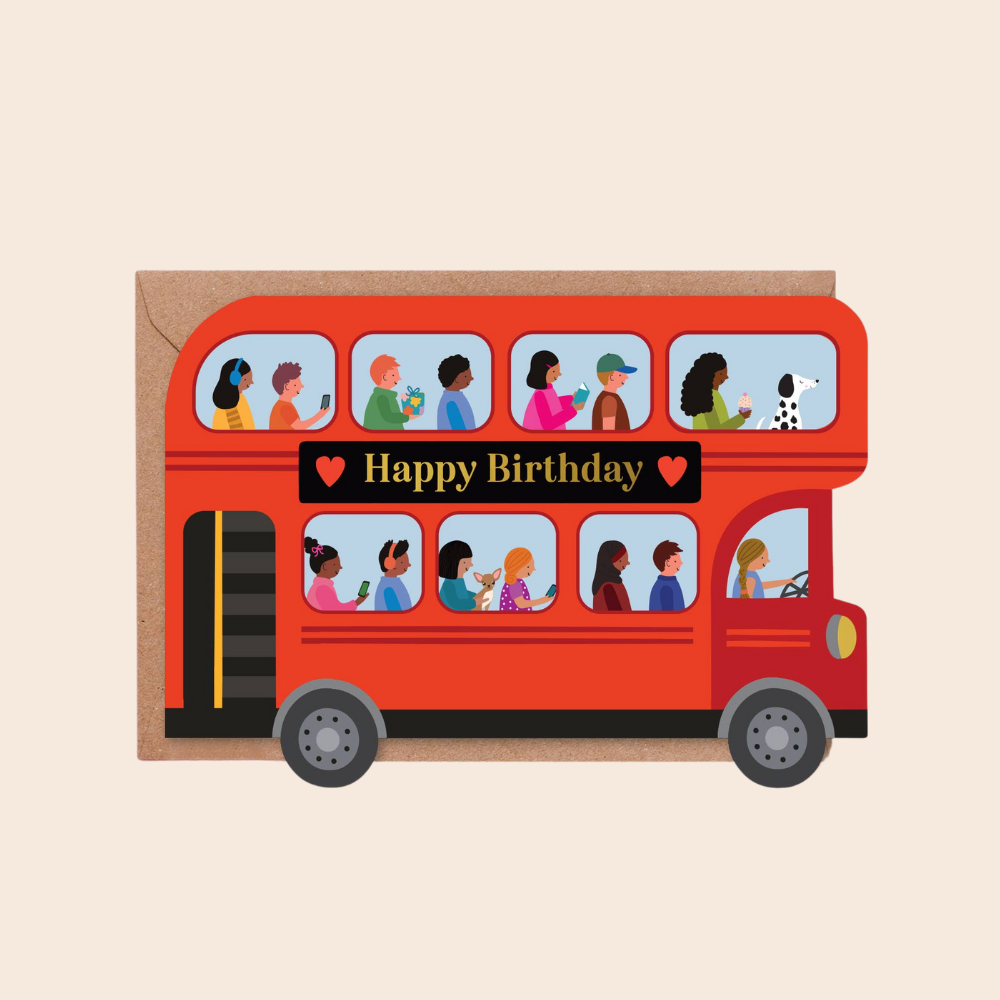 London Bus Die-Cut Birthday Card