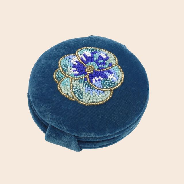 Blue Pansy Compact Mirror