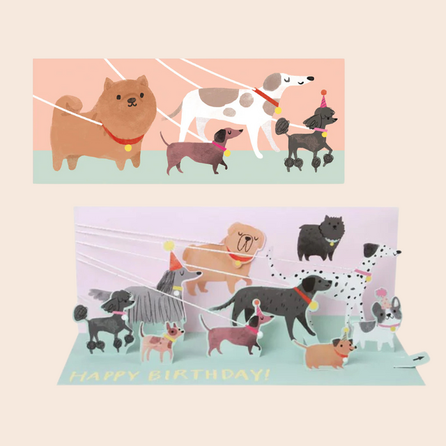 3D Layered Dog Walker Birthday Card