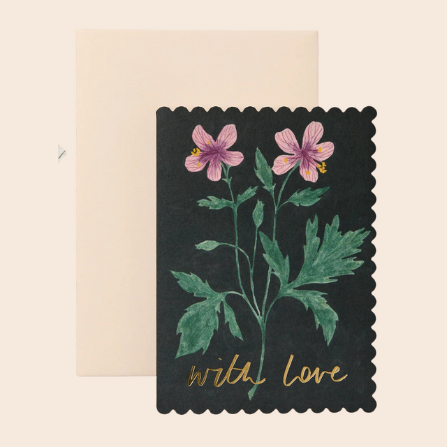 Geranium With Love Scallop Card