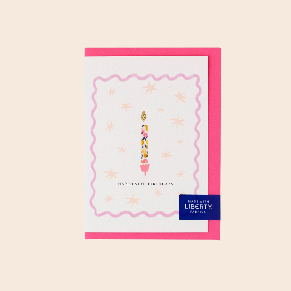 Liberty Pink Candle Birthday Card