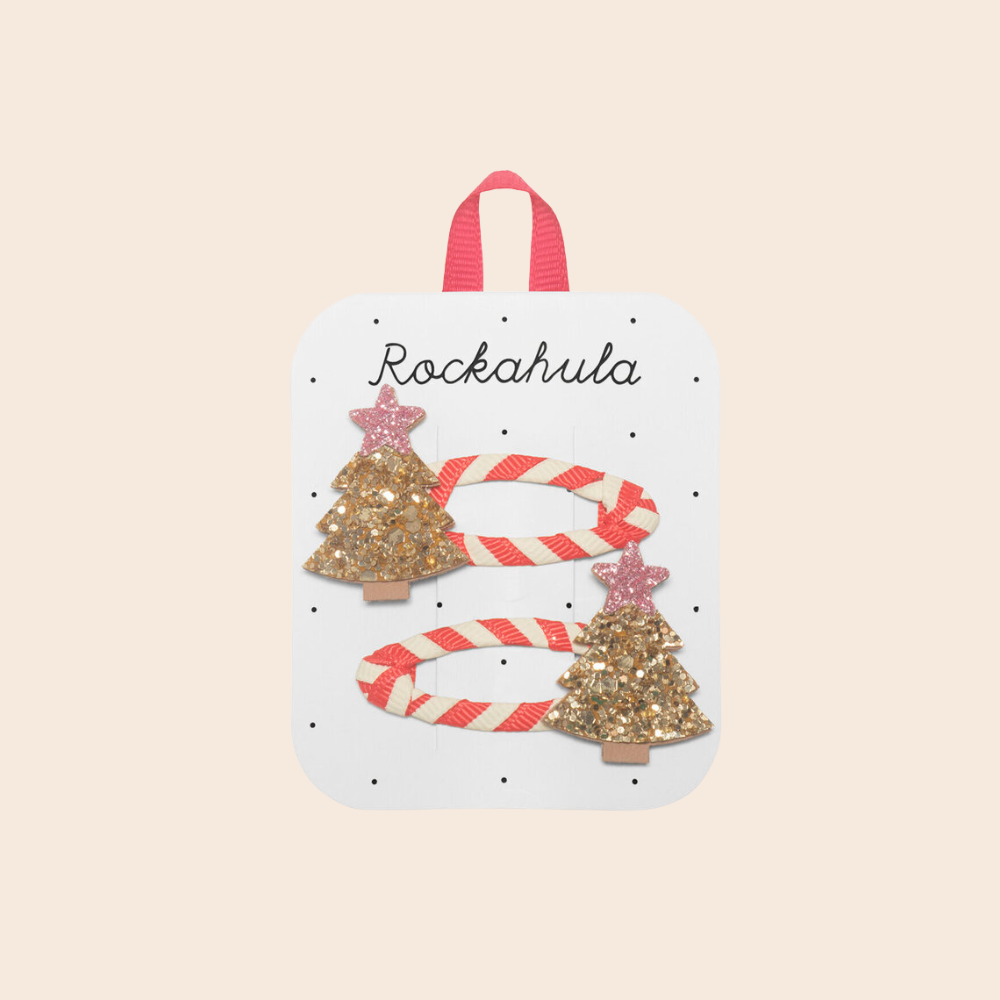 Stripy Christmas Tree Hair Clips