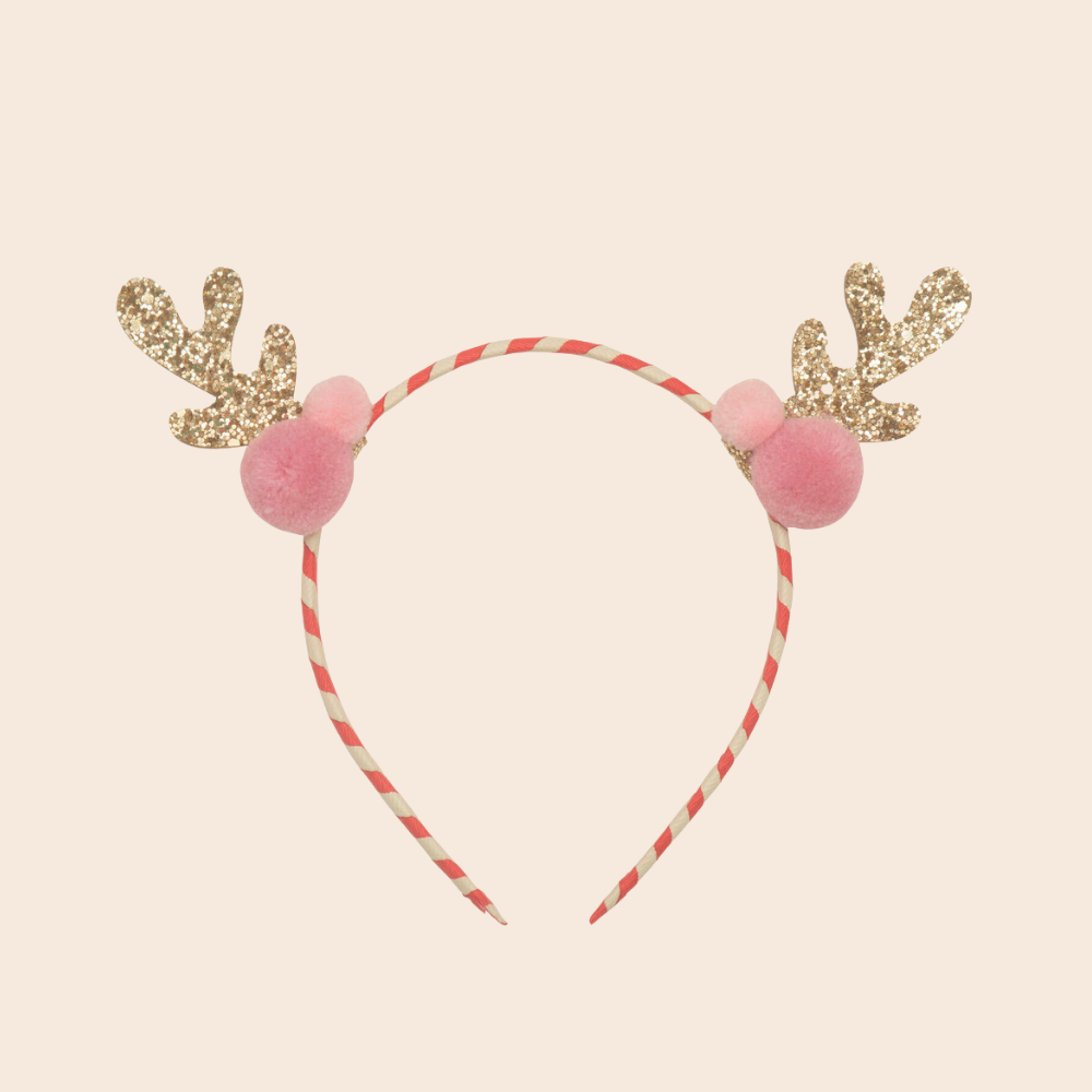 Stripy Pom Pom Reindeer Headband
