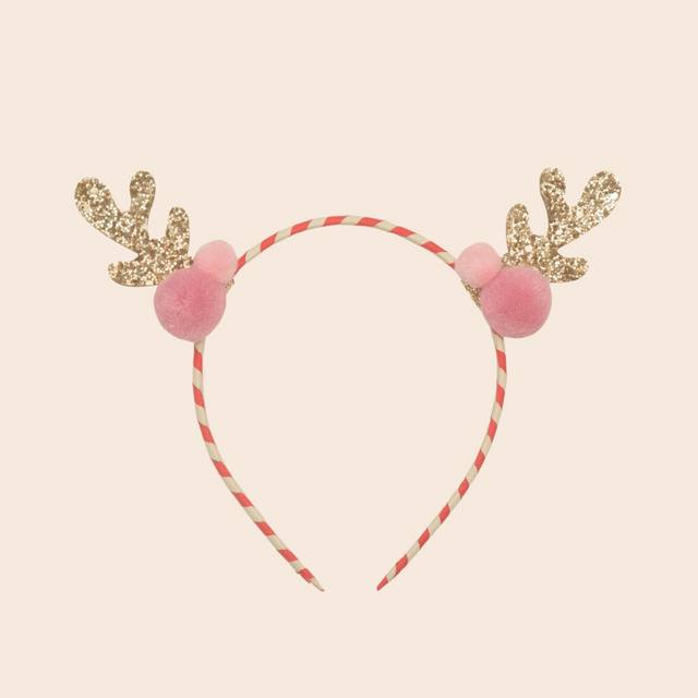 Stripy Pom Pom Reindeer Headband