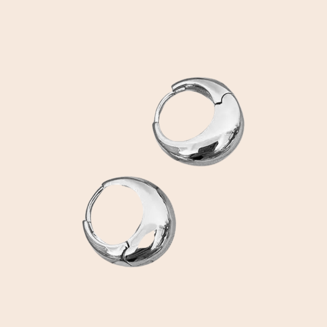 Chunky Silver Huggie Hoop