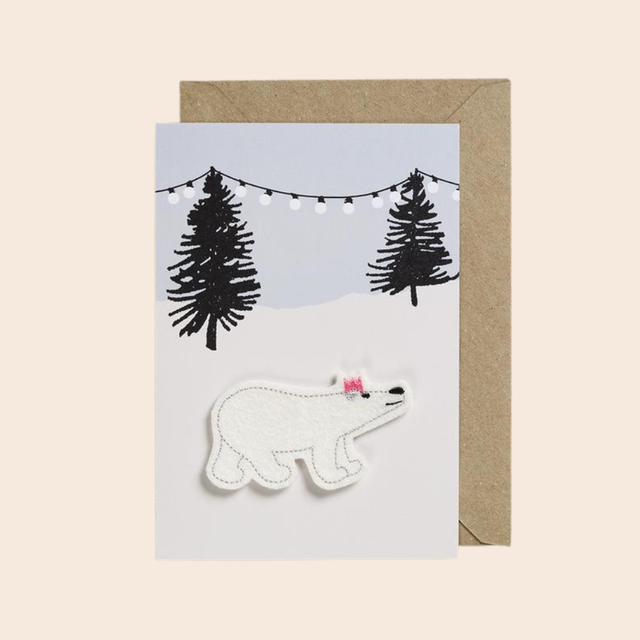 Iron On Polar Bear With Lights Card