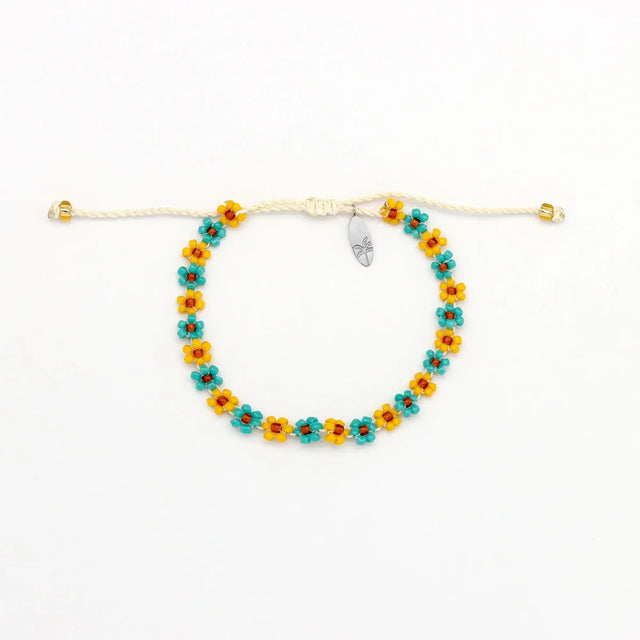 Turquoise Beaded Daisy Bracelet