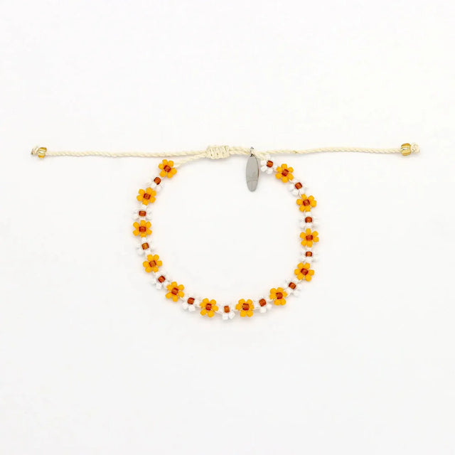 Yellow Beaded Daisy Bracelet