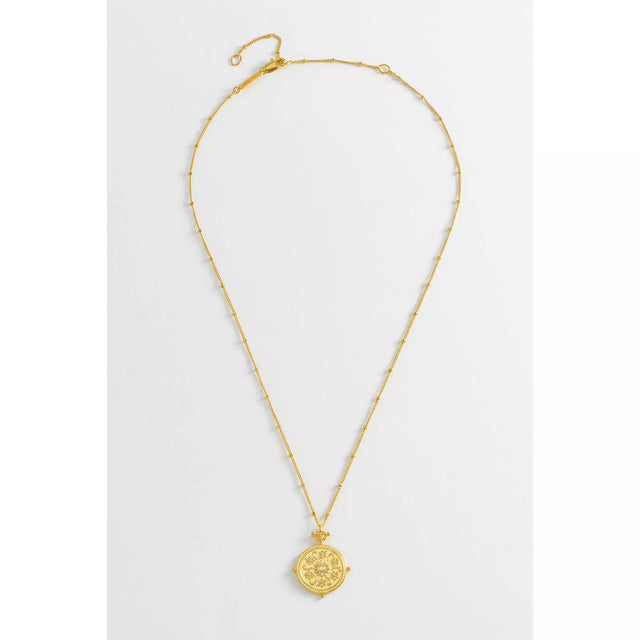 Floral Coin Gold Necklace