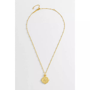Floral Coin Gold Necklace