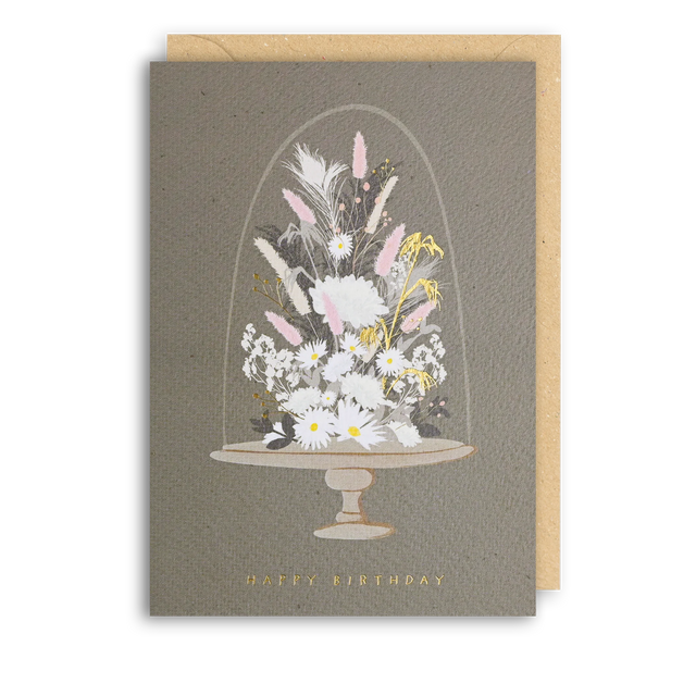 Happy Birthday Flower Cloche Card