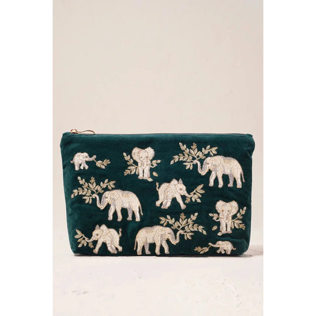Elephant Herd Emerald Everyday Pouch