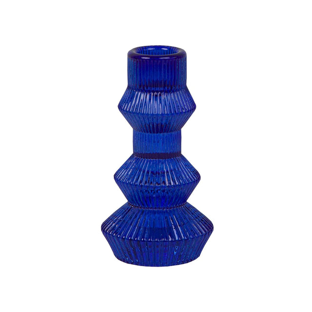Large Cobalt Blue Geometric Candle Holder
