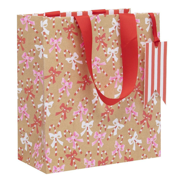 Medium Candy Cane Kraft Gift Bag