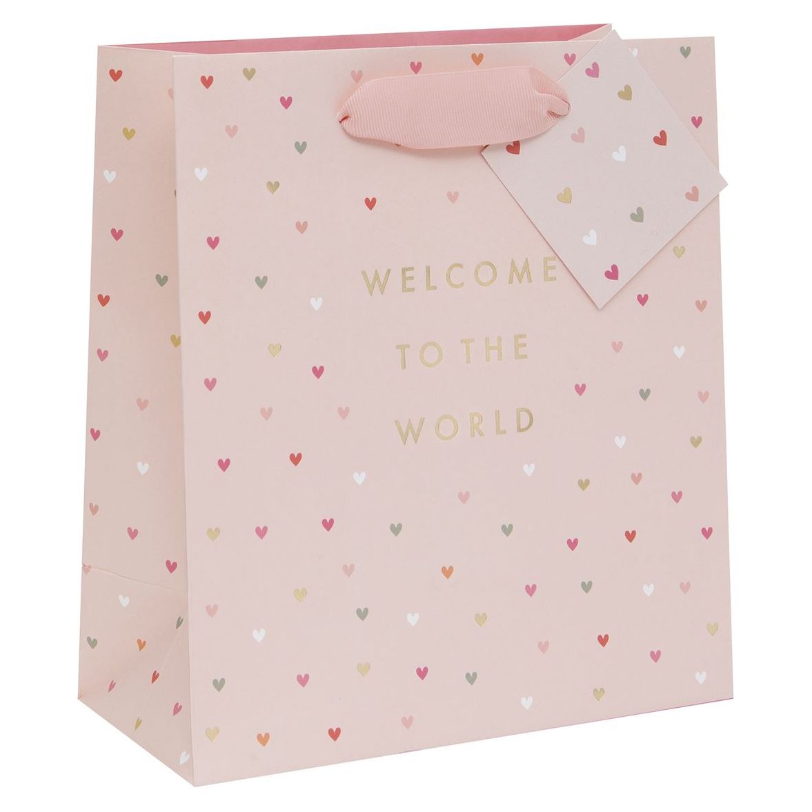 Large Welcome Little One Pink Gift Bag