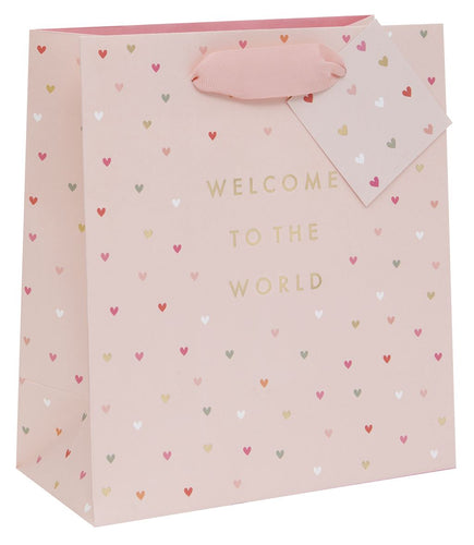 Medium Welcome Little One Pink Gift Bag