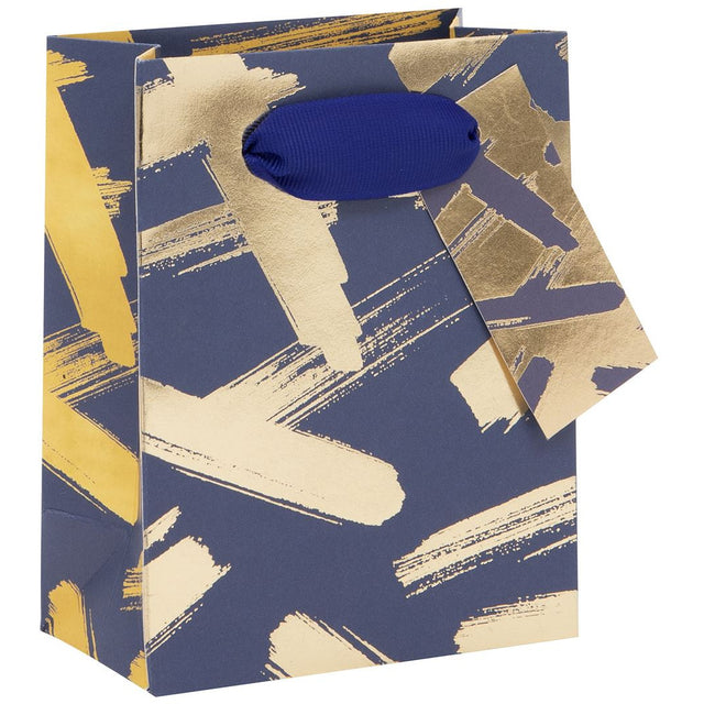 Small Navy Brush Stroke Gift Bag