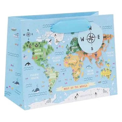 Medium Around The World Map Gift Bag
