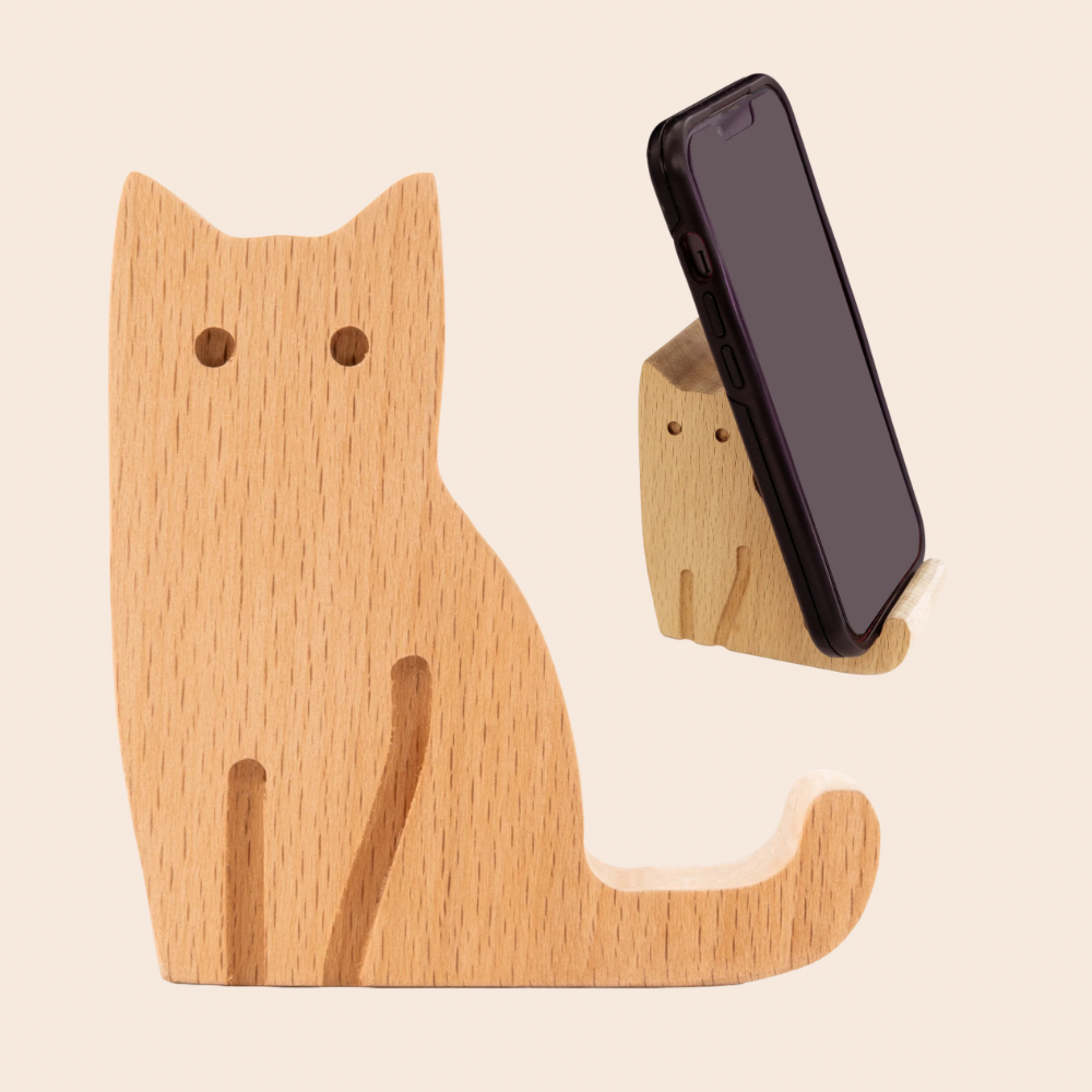 Cat Wooden Phone Stand