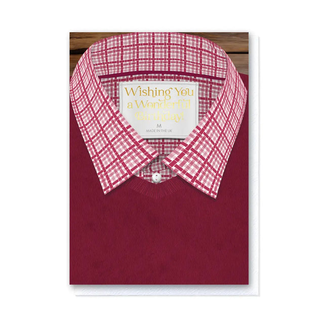 Burgundy Gingham Birthday Card