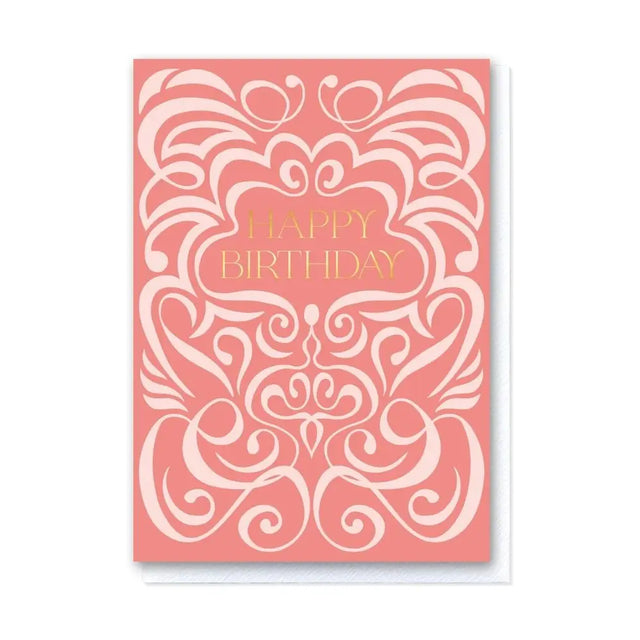 Coral Swirl Birthday Card