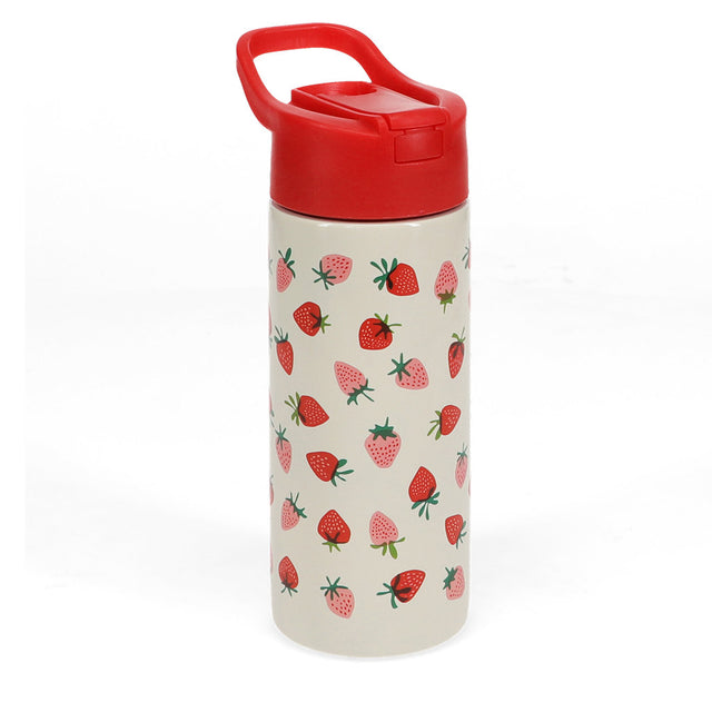 Strawberry Stainless Steel Push Button Bottle