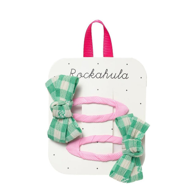 Gertie Gingham Bow Hair Clips