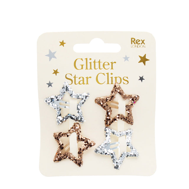 Silver & Gold Star Hair Clips