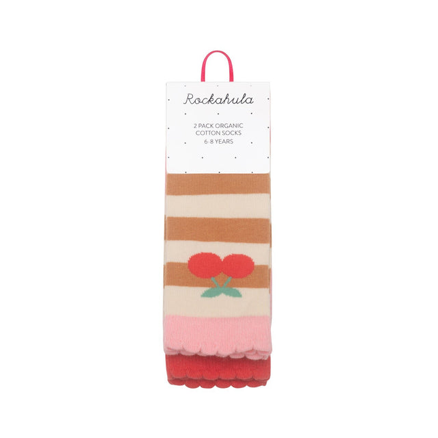 Stripy Cherry 2 Pack Socks