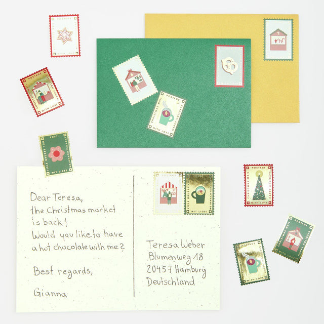 Christmas Mail Stamp Stickers